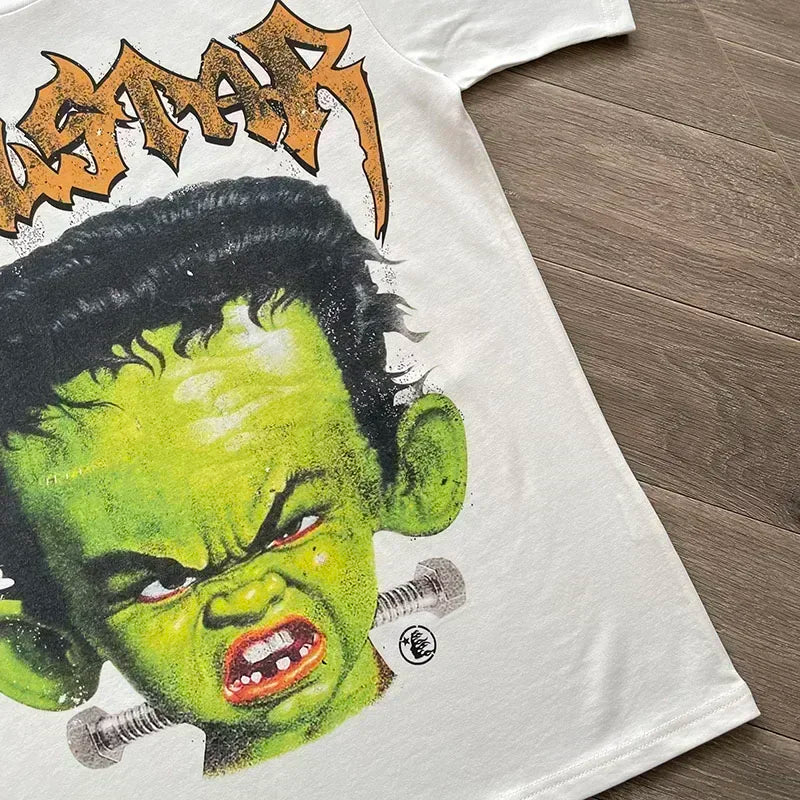 HS Frankenkid Green Boy head print cotton short-sleeved T-shirt