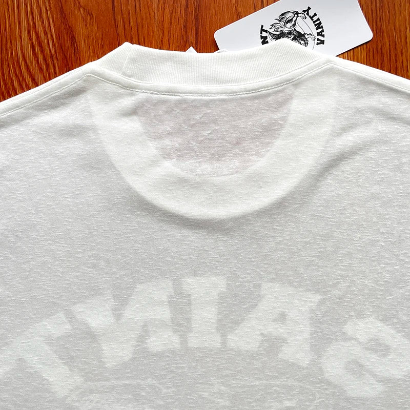 SAINT VANITY Translucent Letter Print Casual Short Sleeve T-Shirt