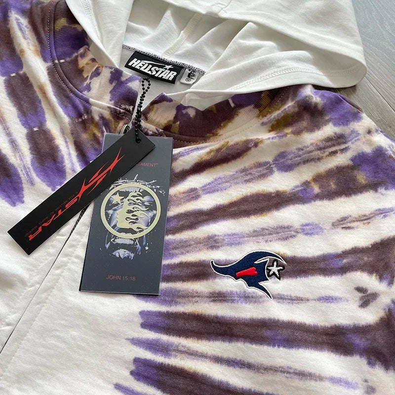 HS Tie-dye embroidered hoodie and hoodie