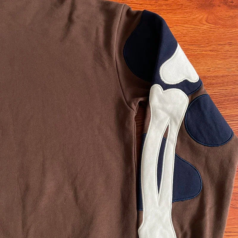 HS Airbrushed Bones Embroidered skull skeleton hoodie