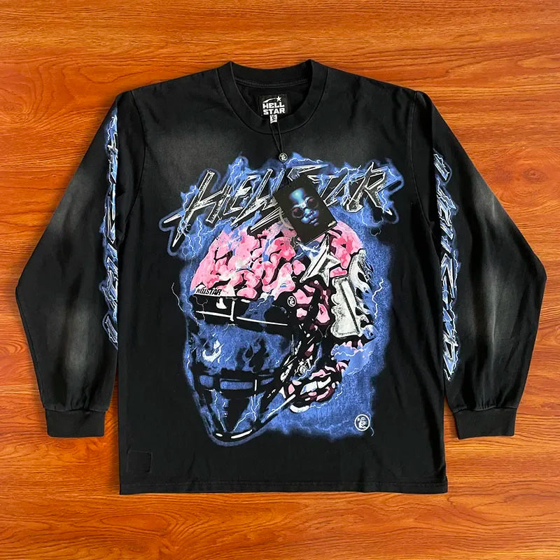 HS  Powered By The Star Do old wash helmet crack Lightning long sleeve T-shirt