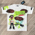 HS Screaming Kid Brick wall print casual short-sleeved T-shirt