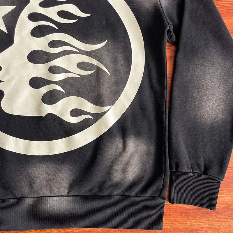 HS  Wash water heavy diamond set casual hoodie