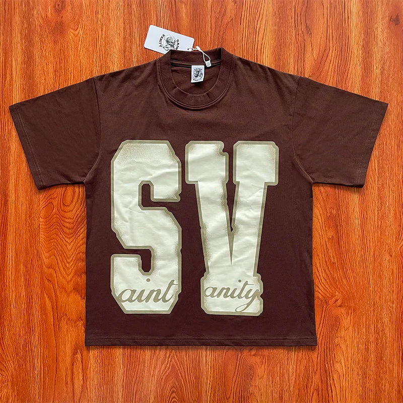 SAINT VANITY Simple letter print casual cotton short-sleeved t-shirt