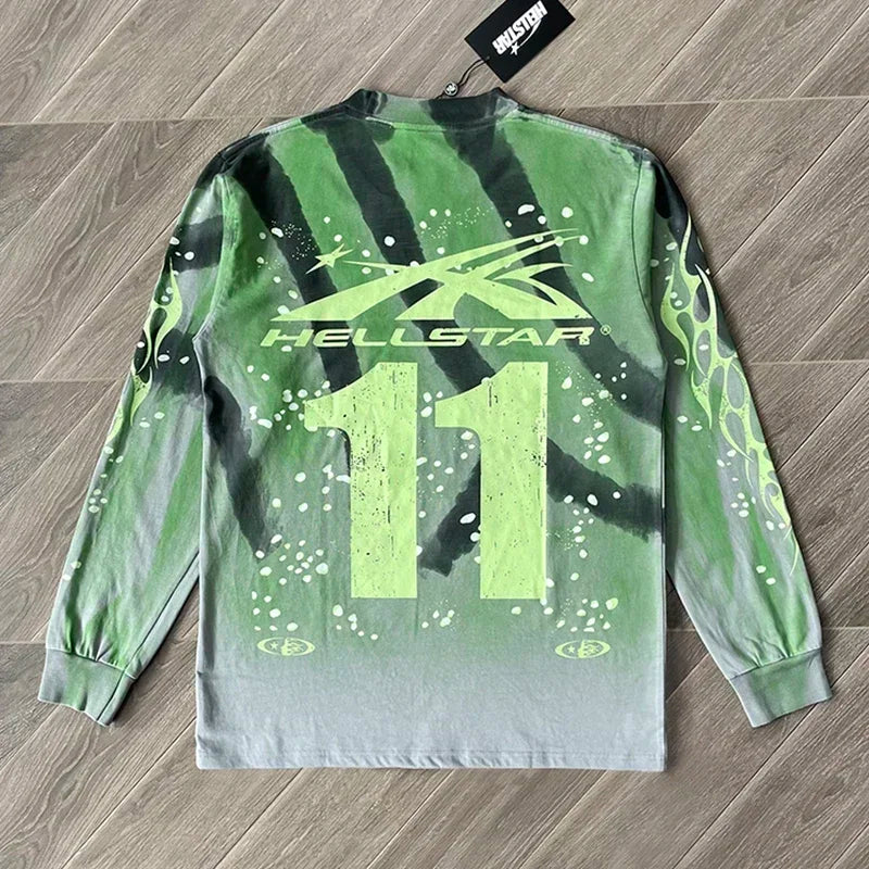 HS Moto Cross Long Sleeve Tie dye casual long sleeve T-shirt
