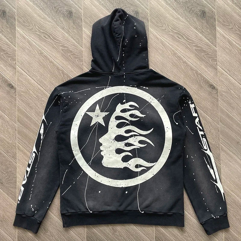 HS High Street vintage classic printed logo wash hoodie