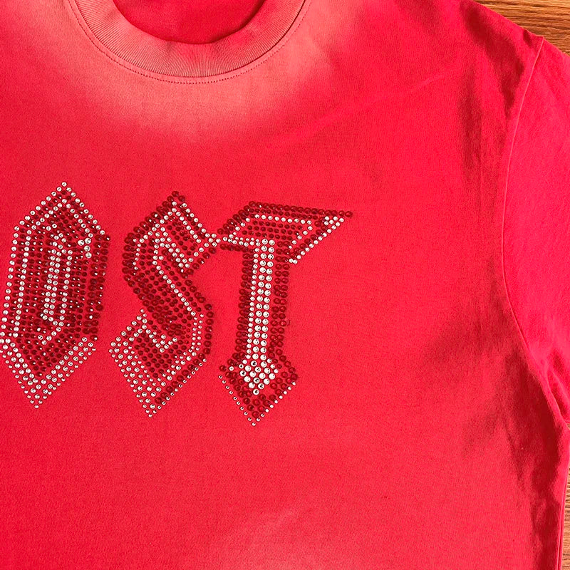 Lost intricacy Diamond wash casual cotton short sleeve T-shirt for men and women