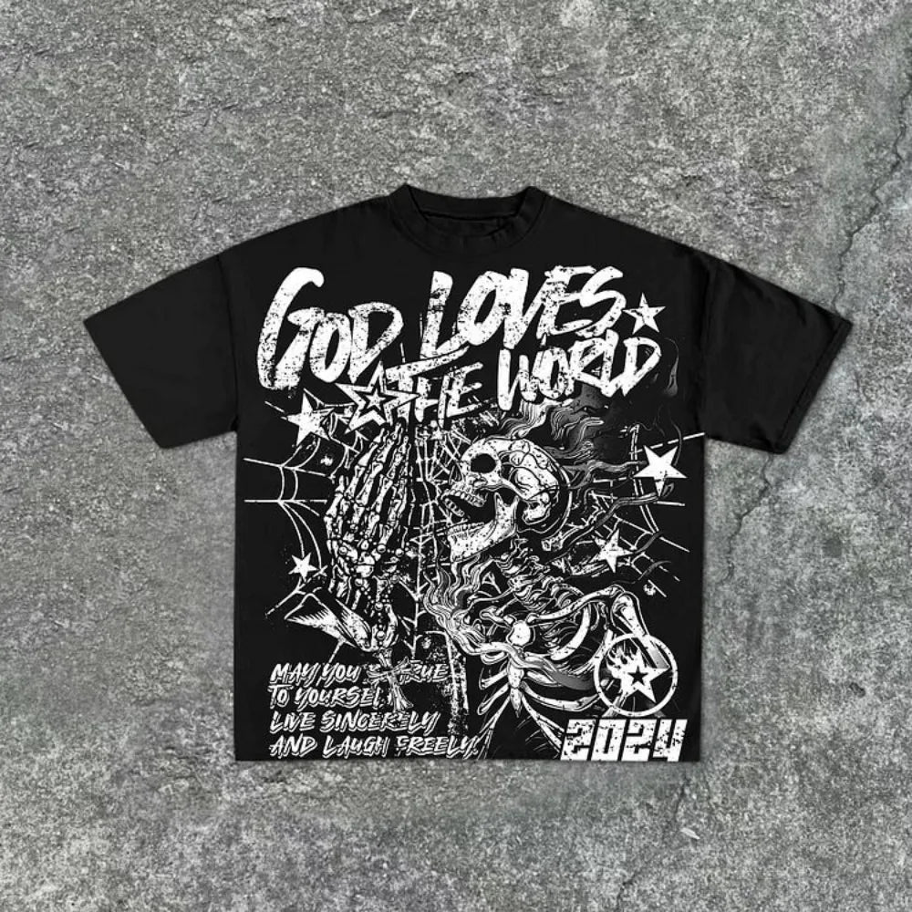 Camiseta Streetwear con estampado de calavera