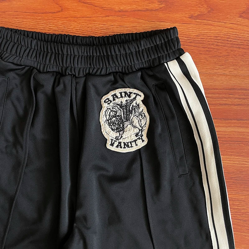 SAINT VANITY  Embroidered striped sports style casual trousers