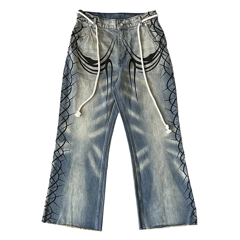 STUDIOS Heavy-Crafted Washed and Distressed American Vintage High-Street Relaxed Fit Jeans