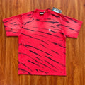 HS Records Red tie-dye cotton casual short-sleeved T-shirt for men and women