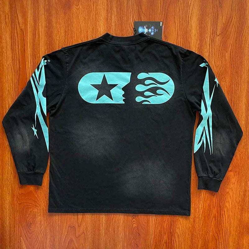 HS No Guts No Glory European and American tide cotton wash men's and women's long sleeve T-shirt