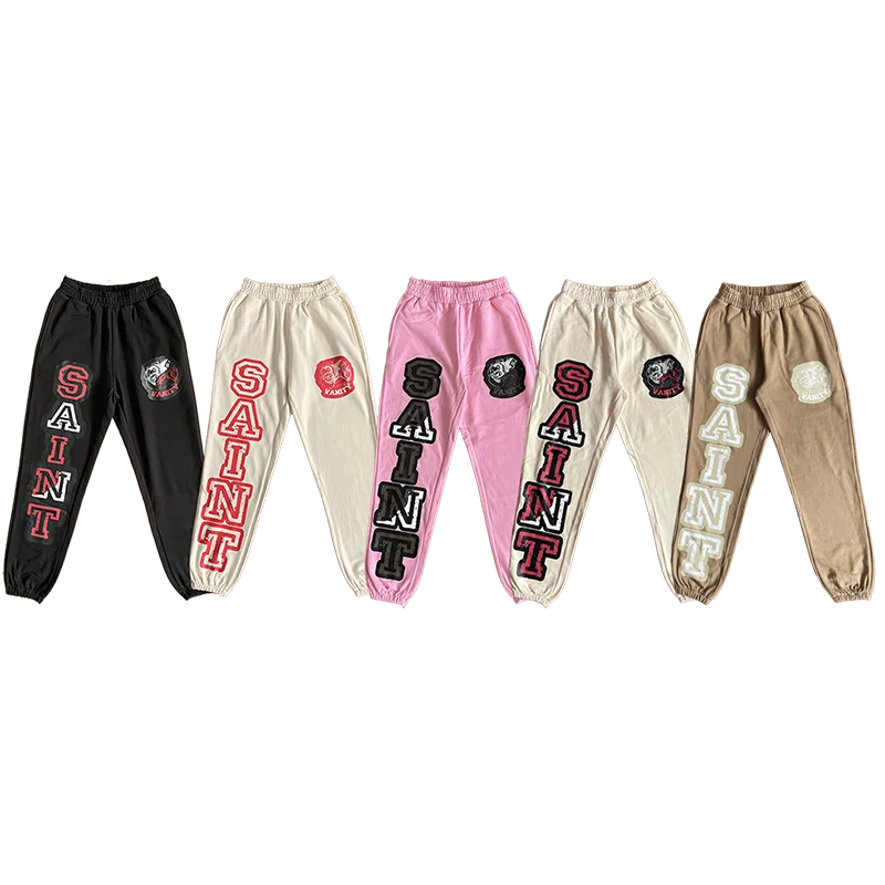 SAINT VANITY  Letter printed American casual pure cotton trousers