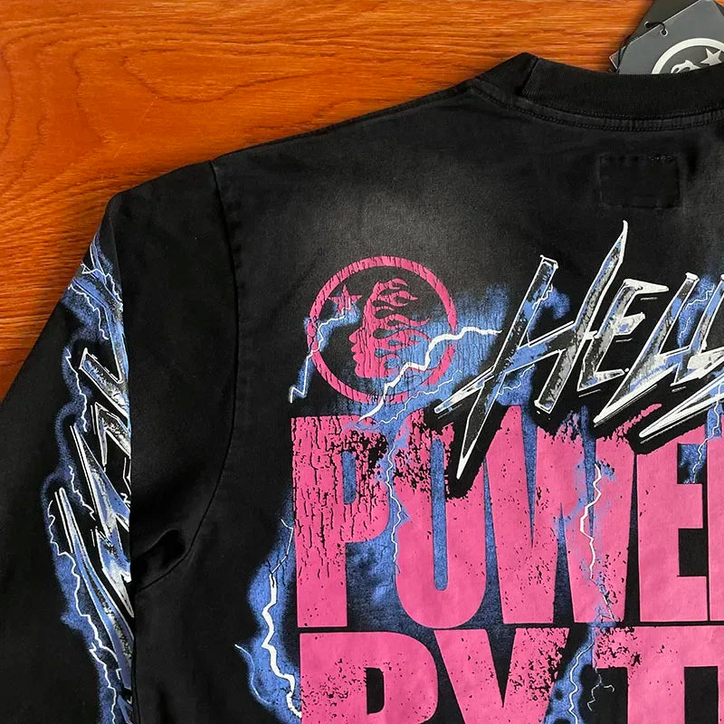 HS  Powered By The Star Do old wash helmet crack Lightning long sleeve T-shirt