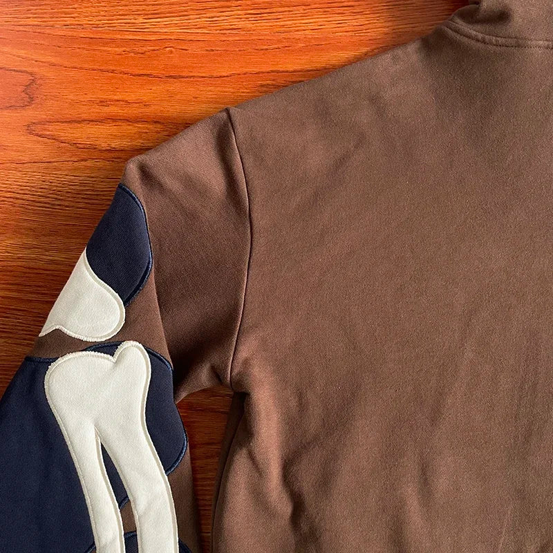 HS Airbrushed Bones Embroidered skull skeleton hoodie