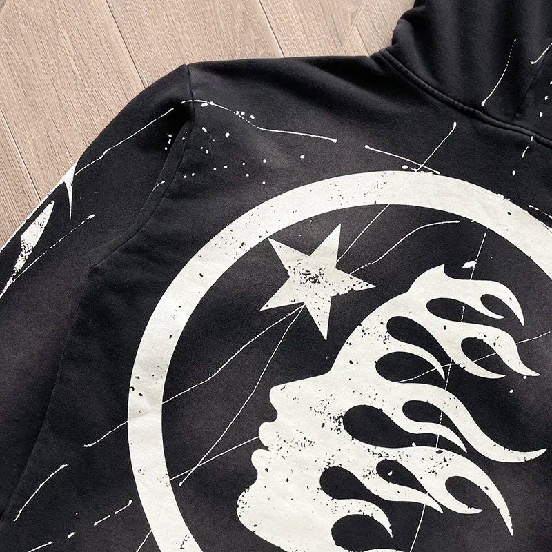 HS High Street vintage classic printed logo wash hoodie