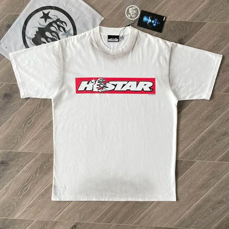 HS Box Logo Cotton wash casual short-sleeved T-shirt
