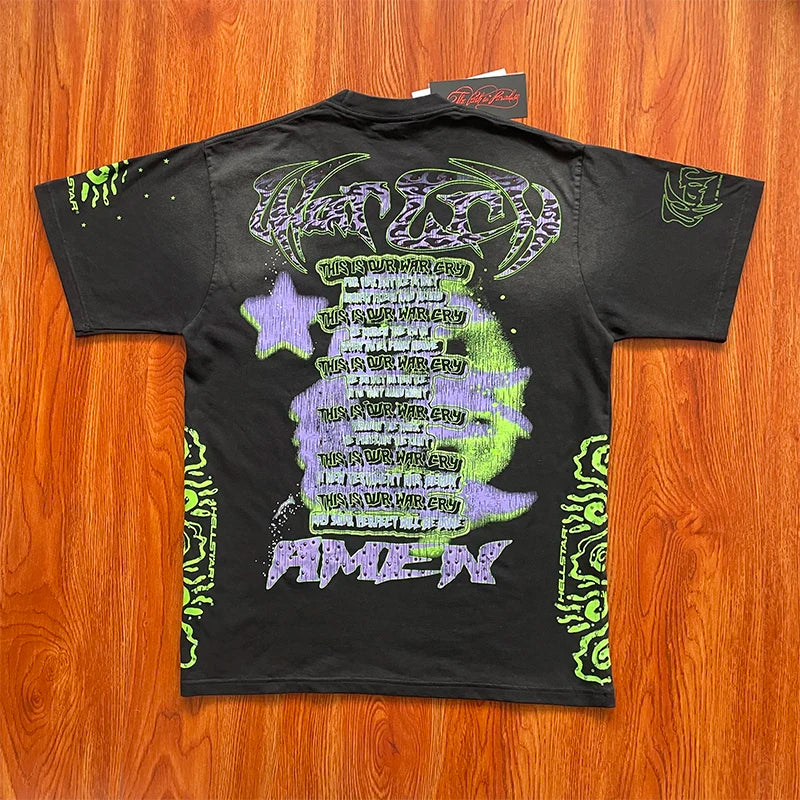 HS Personalized letter portrait printed short sleeve T-shirt