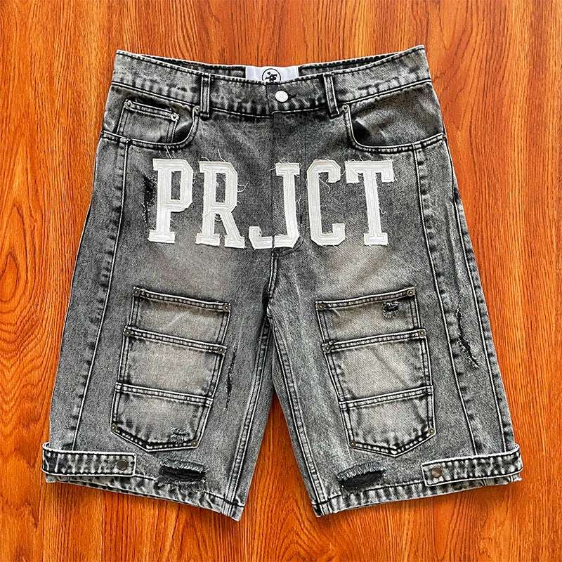 Project Capri Emergency jeans Embroidered casual denim shorts