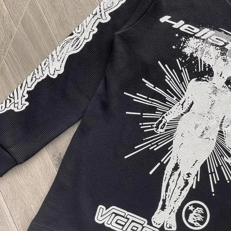 HS Overwinning Thermisch Europa En De Verenigde Staten Grote Logo Heren En Dames Lange Mouwen T-Shirt