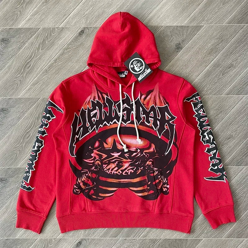 HS Skull flame Skeleton Flame High Street vintage hoodie