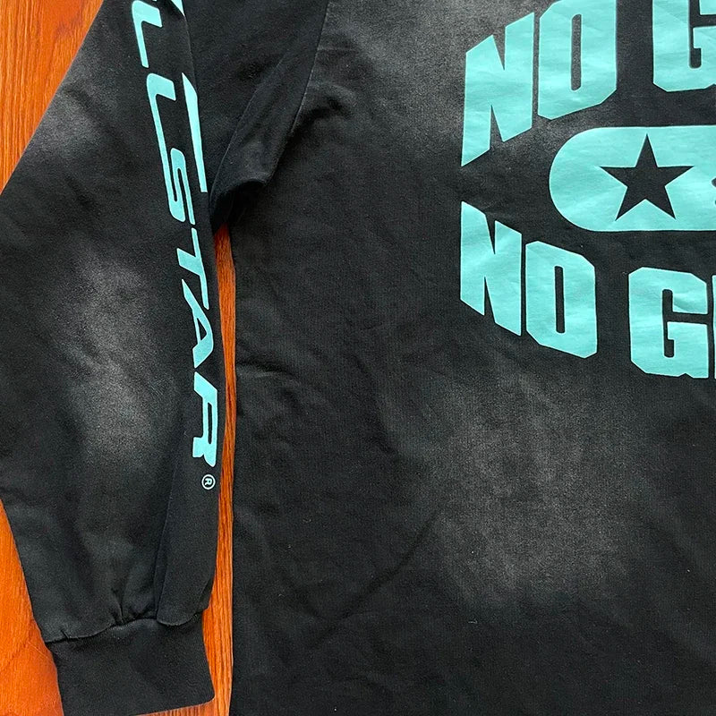 HS No Guts No Glory European and American tide cotton wash men's and women's long sleeve T-shirt