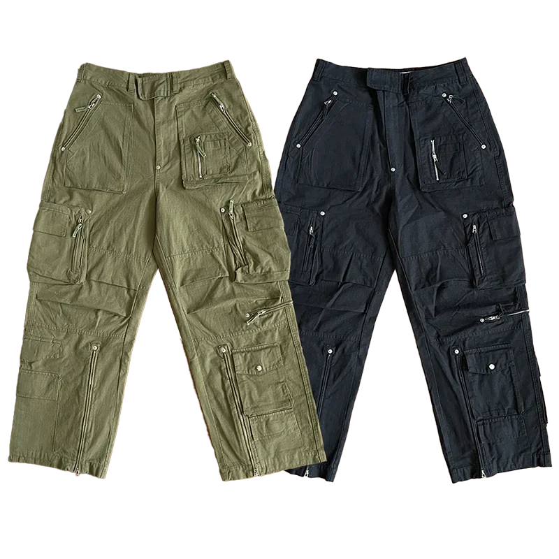 Project Capri Tactical multi-pocket High Street American workwear functional micro zip straight casual pants