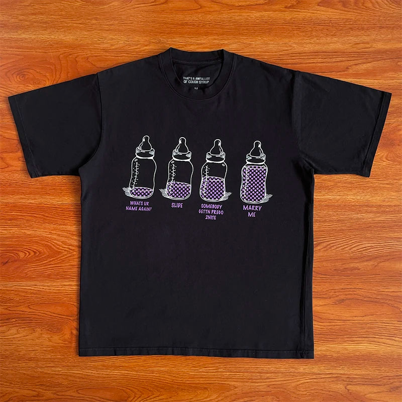 That's A Awful Lot of Cough Syrup Bottle Printed Cotton Short Sleeve T-Shirt