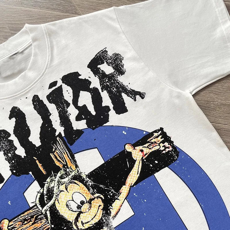 SAINT VANITY creative style cartoon cross print cotton short-sleeved T-shirt