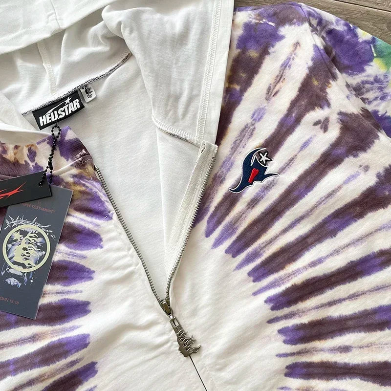 HS Tie-dye embroidered hoodie and hoodie