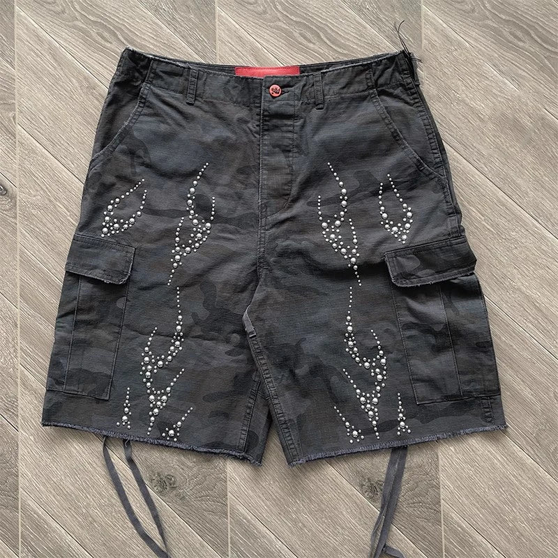 That's A Awful Lot of Cough Syrup Printed hot diamond casual washing denim shorts Limited Edition