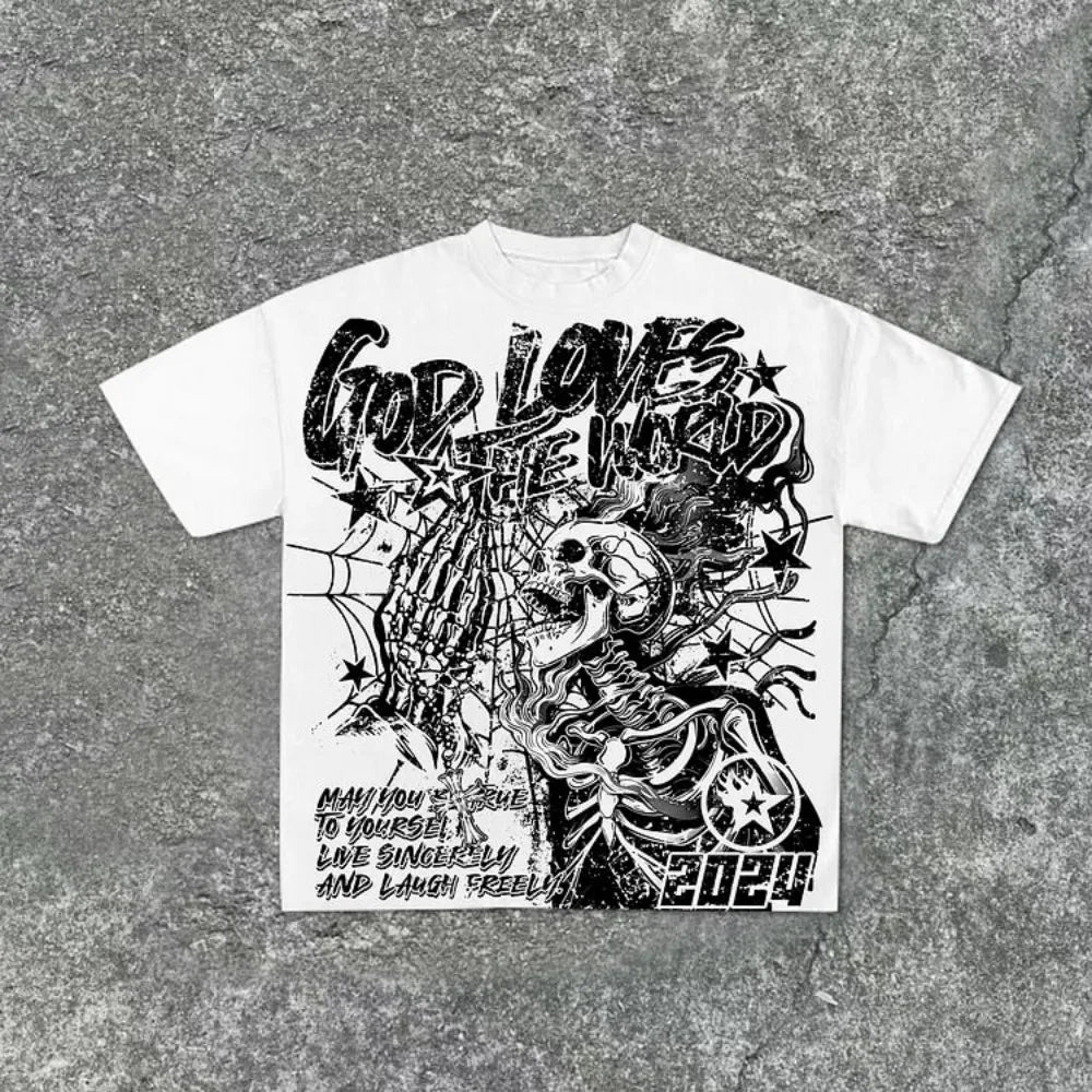 Camiseta Streetwear con estampado de calavera