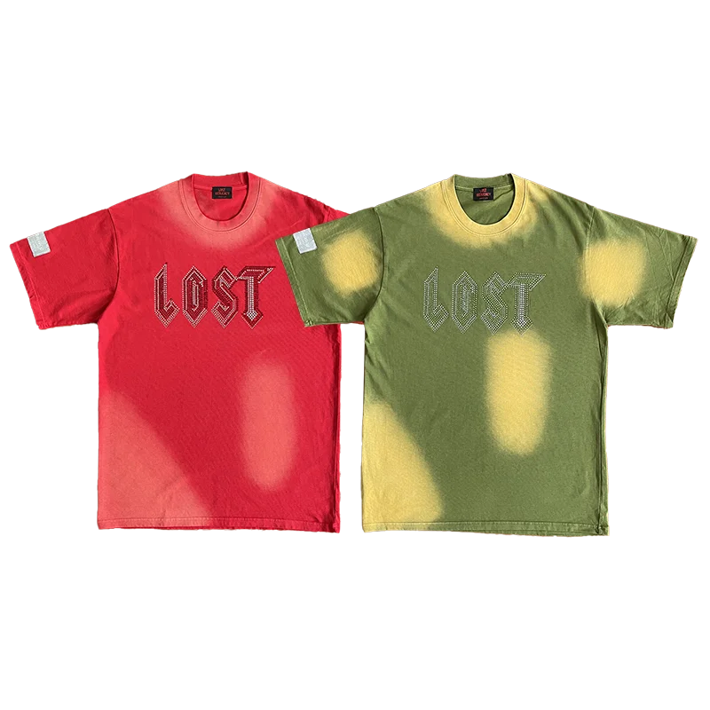 Lost intricacy Diamond wash casual cotton short sleeve T-shirt for men and women