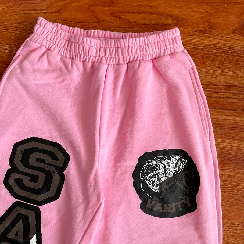 SAINT VANITY  Letter printed American casual pure cotton trousers