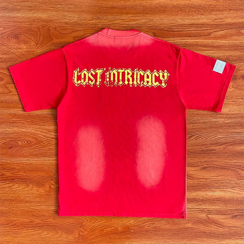 Lost intricacy Diamond wash casual cotton short sleeve T-shirt for men and women