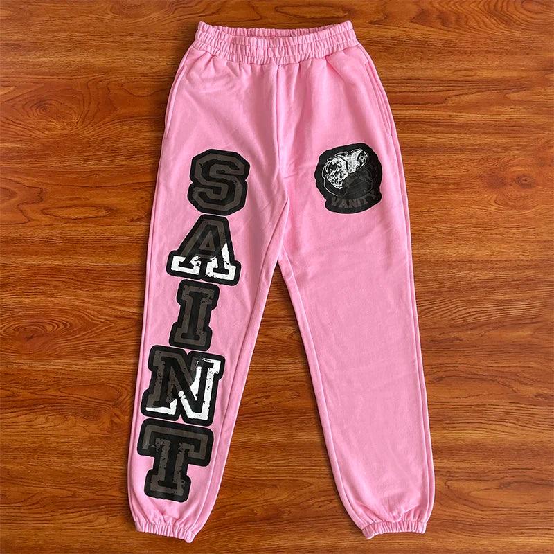 SAINT VANITY  Letter printed American casual pure cotton trousers