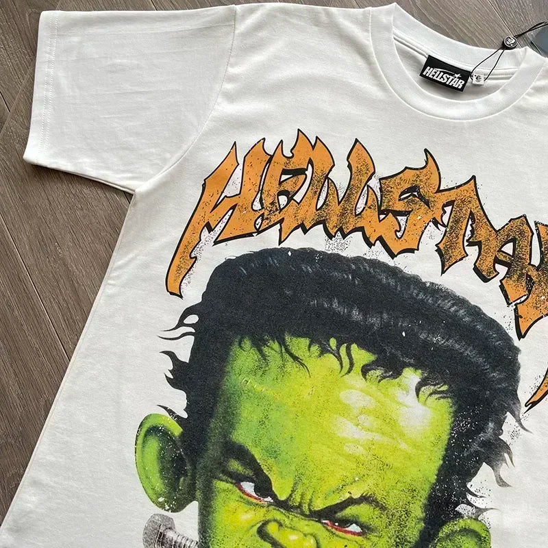 HS Frankenkid Green Boy head print cotton short-sleeved T-shirt