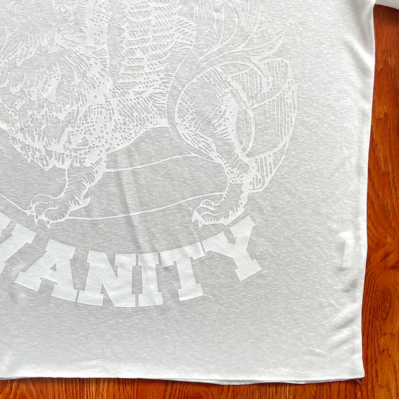 SAINT VANITY Translucent Letter Print Casual Short Sleeve T-Shirt