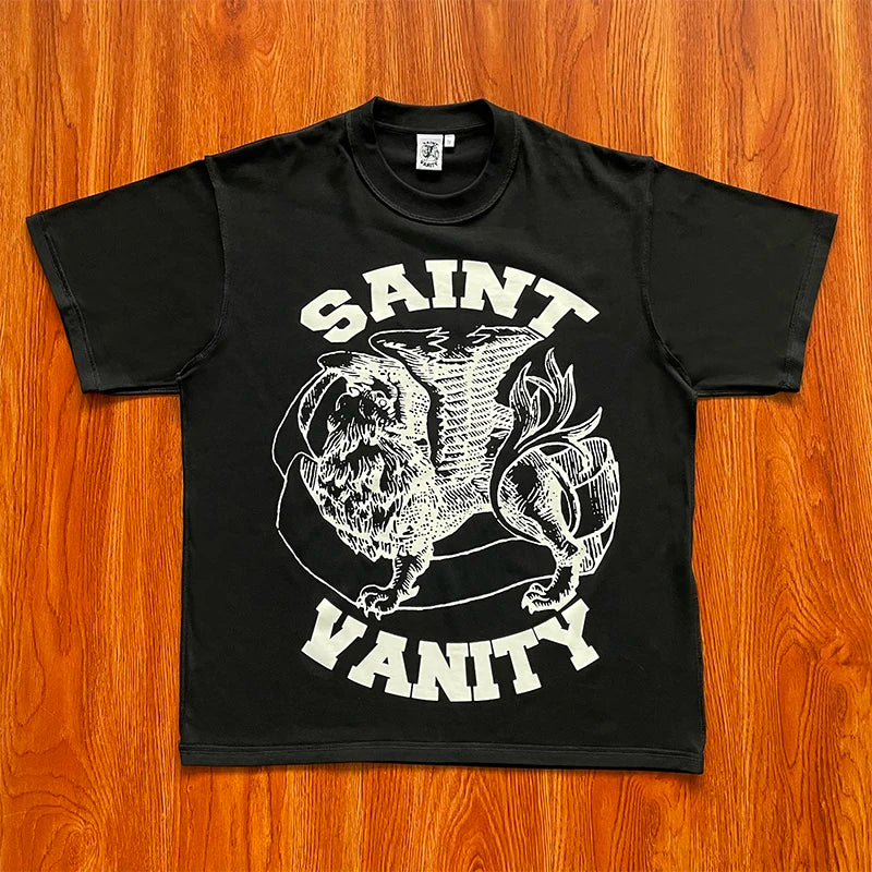 SAINT VANITY letter print casual short-sleeved T-shirt
