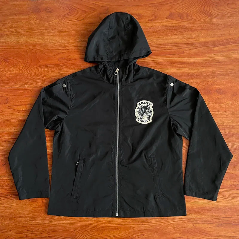 SAINT VANITY Embroidered willow nails sports style casual trench coat jacket