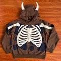 HS Airbrushed Bones Embroidered skull skeleton hoodie