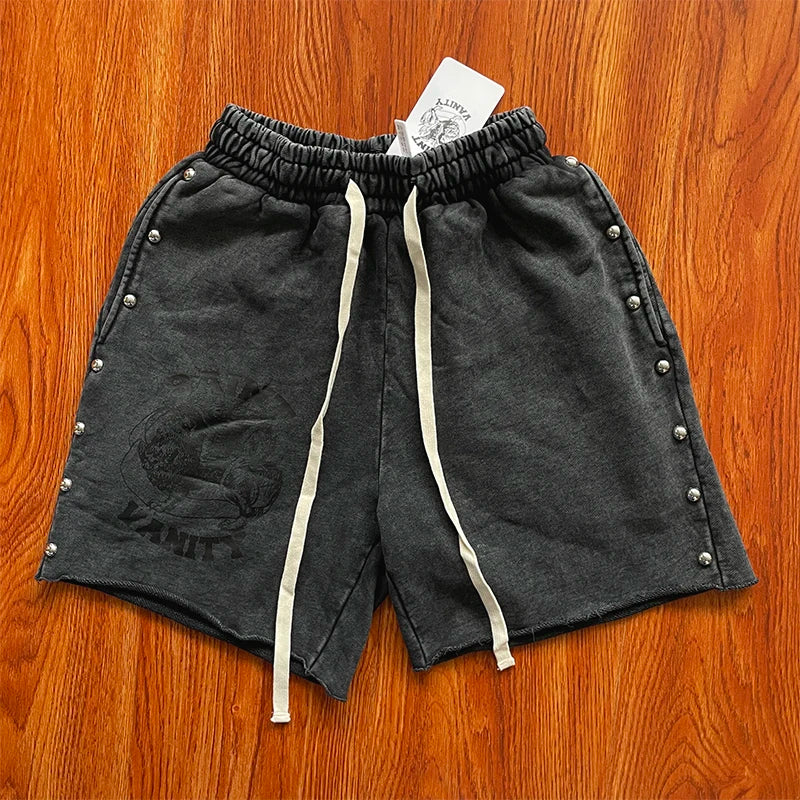 Same SAINT VANITY ins wash and do old rivets casual sports shorts