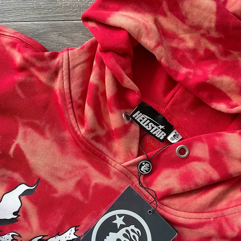 HS Records Red Bleached red casual hoodie Limited Edition