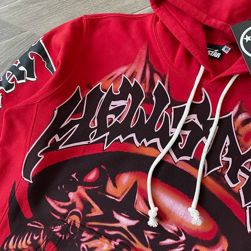 HS Skull flame Skeleton Flame High Street vintage hoodie