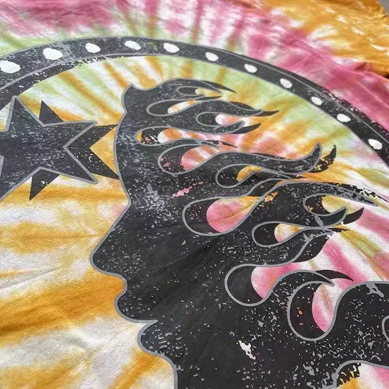 HS Heren En Dames Tie-Dye T-Shirt Met Korte Mouwen En Dezelfde Schedel