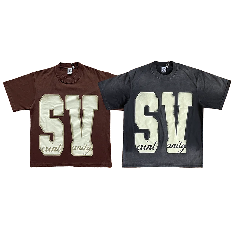 SAINT VANITY Simple letter print casual cotton short-sleeved t-shirt