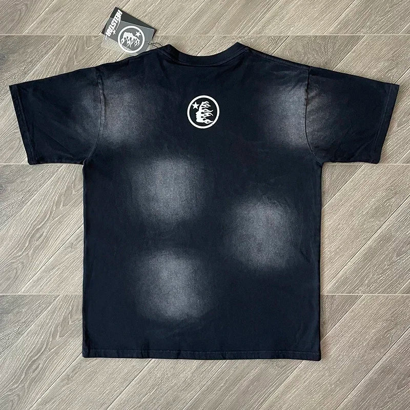 HS Box Logo Cotton wash casual short-sleeved T-shirt