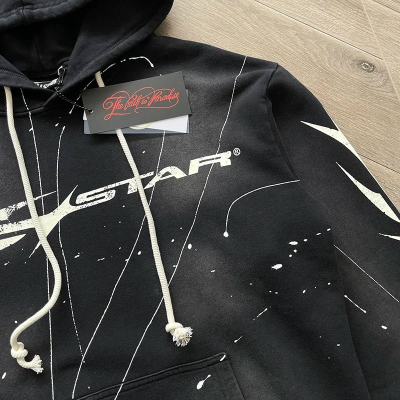 HS High Street vintage classic printed logo wash hoodie