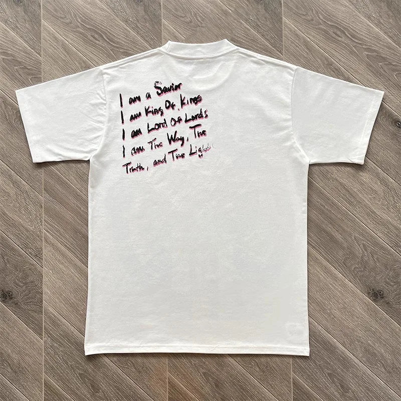 SAINT VANITY creative style cartoon cross print cotton short-sleeved T-shirt