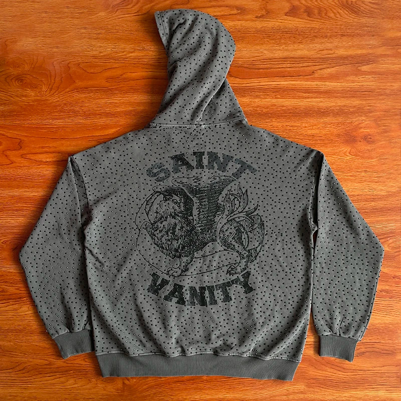 SAINT VANITY Washing water hot diamond casual sports sweater